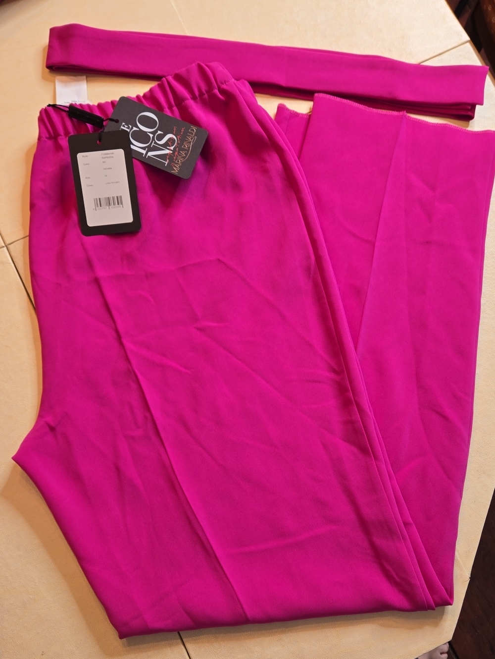 Marina Rinaldi Vibrant Fuchsia Straight-Leg Pull-On Pants, Size 18